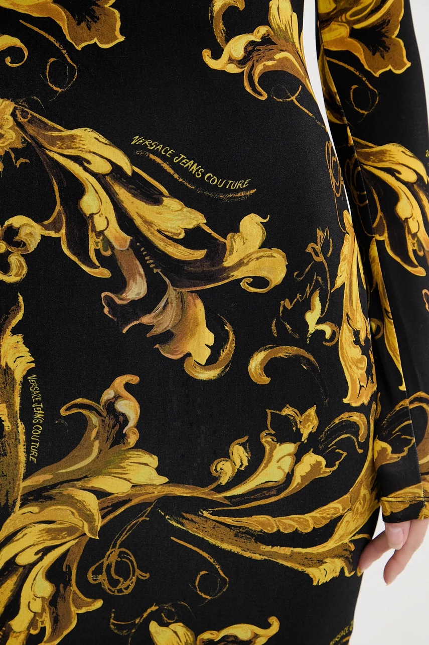 Сукня Versace Jeans Couture колір чорний midi облягаюча 79HAO920 JS500