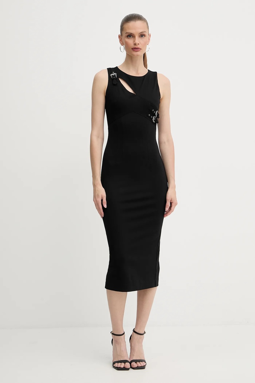 Сукня Versace Jeans Couture колір чорний midi облягаюча 79HAO908 J0092