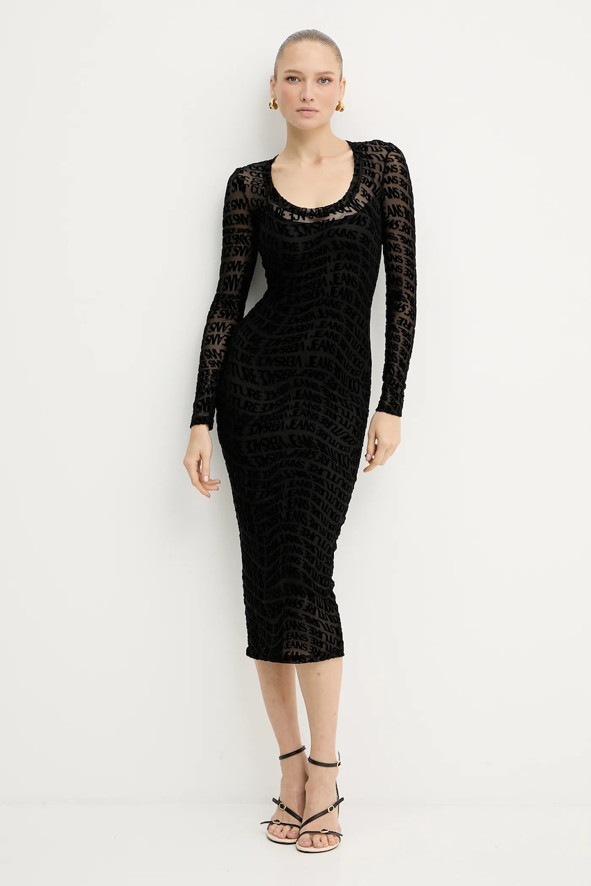 Платье Versace Jeans Couture цвет чёрный midi облегающее 79HAO920 JS490 Платье Versace Jeans Couture цвет чёрный midi облегающее 79HAO920 JS490