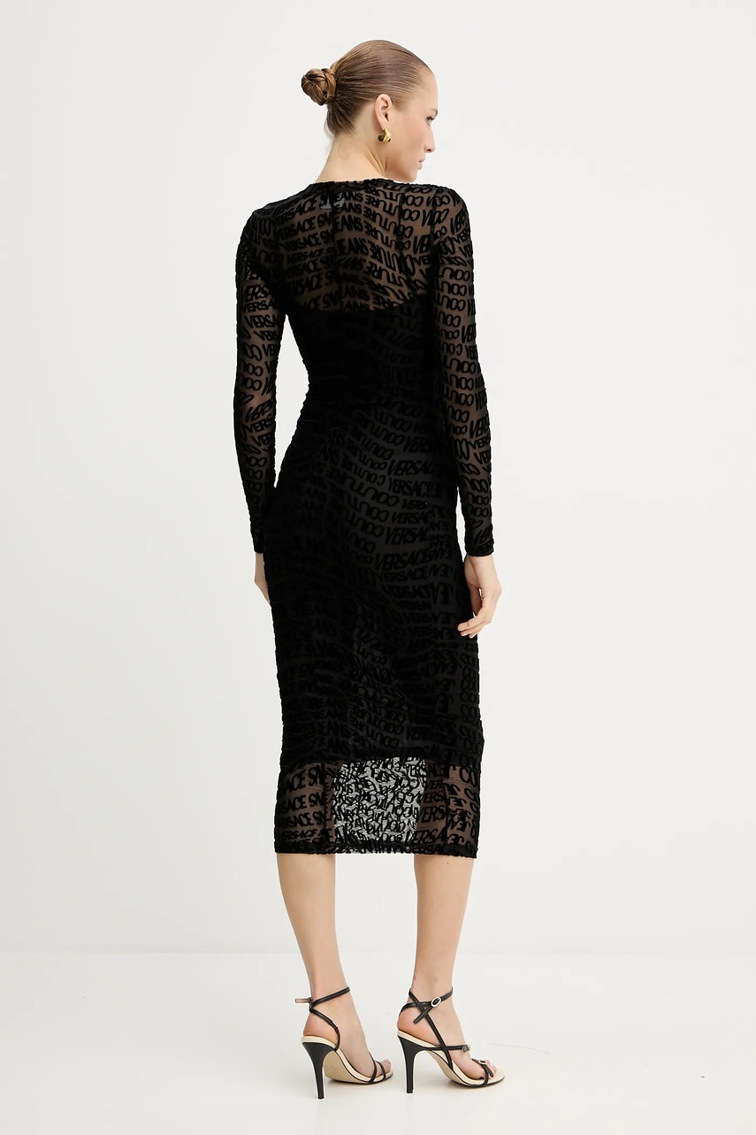 Сукня Versace Jeans Couture колір чорний midi облягаюча 79HAO920 JS490