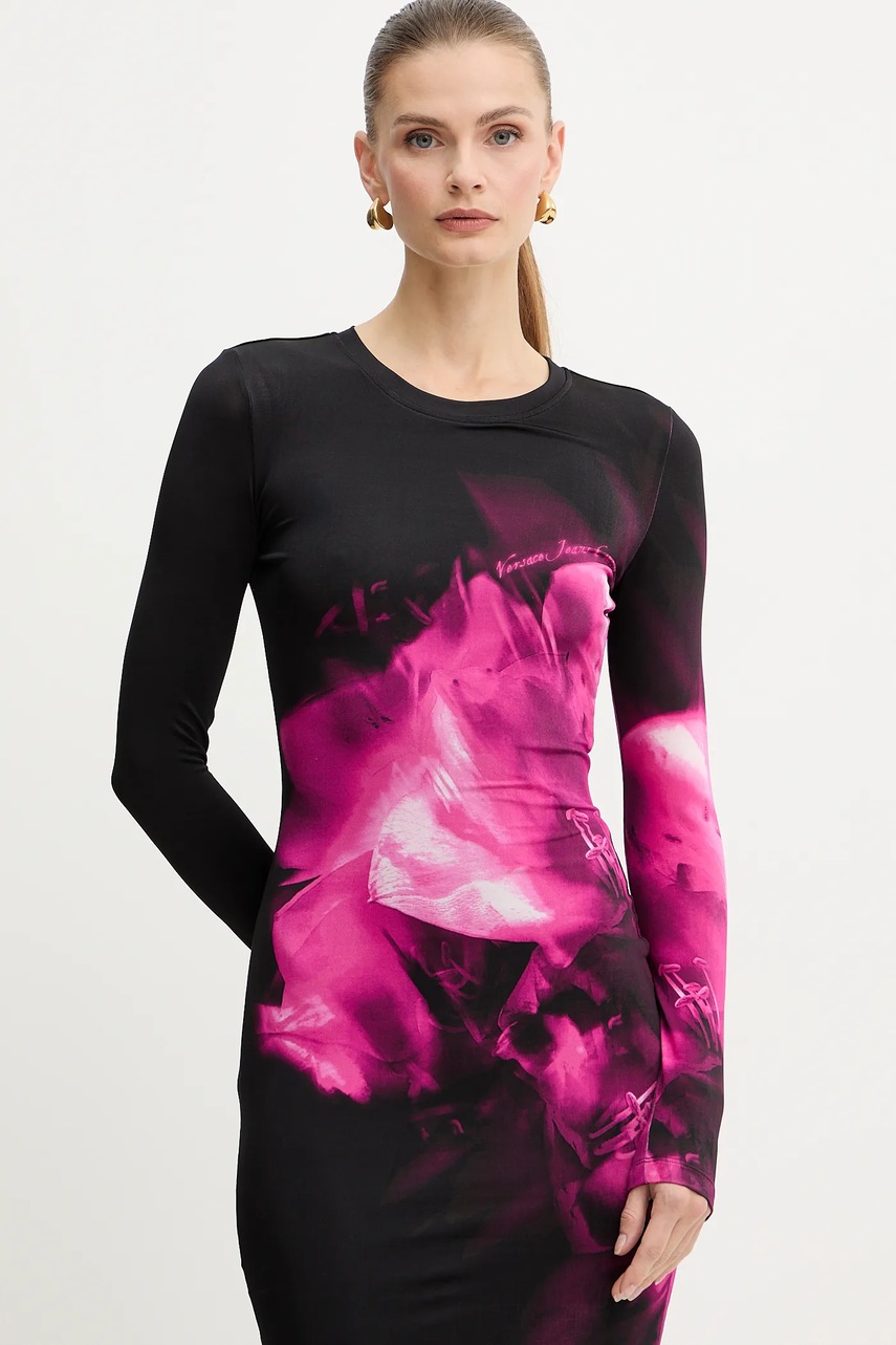 Сукня Versace Jeans Couture колір чорний midi облягаюча 79HAO9P0 JS526