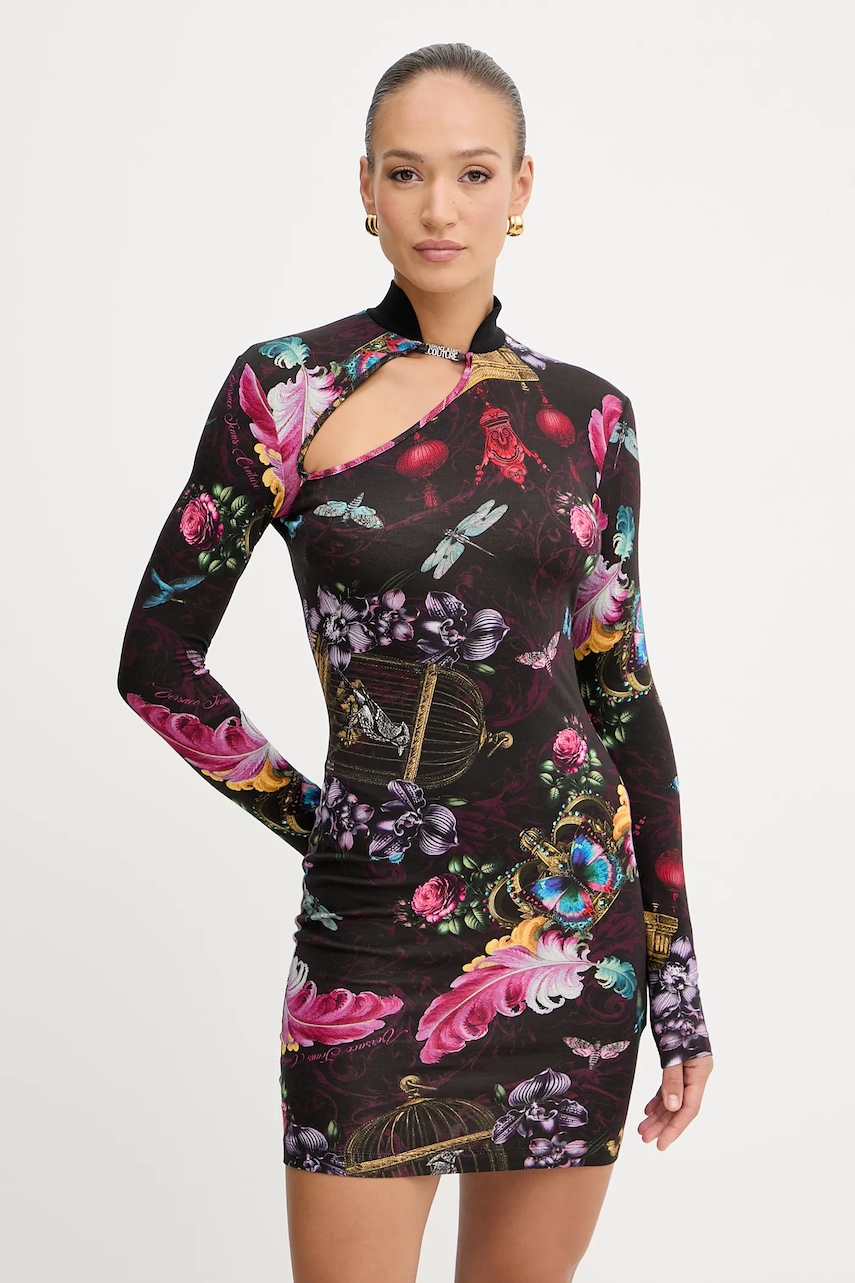 Versace Jeans Couture rochie culoarea negru, mini, mulata, 79HAO971 JS519