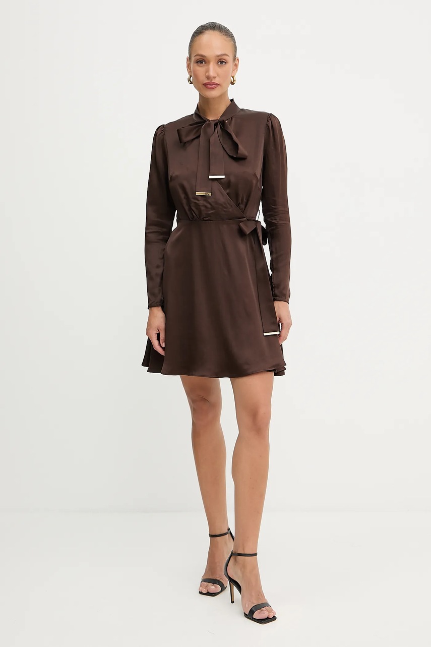 Платье Marciano Guess ALANIS цвет коричневый mini расклешённое 5YGK28 7350A