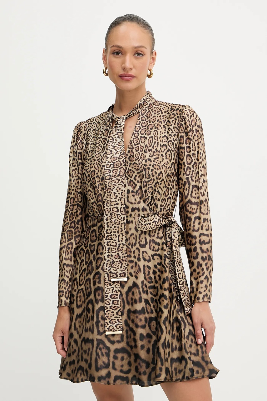 Levně Šaty Marciano Guess ALANIS hnědá barva, mini, 5YGK28 7298A