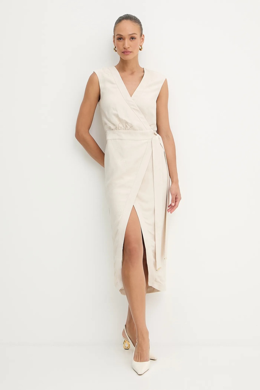 Платье Marciano Guess WHITNEY цвет бежевый midi прямое 5YGK55 7337A