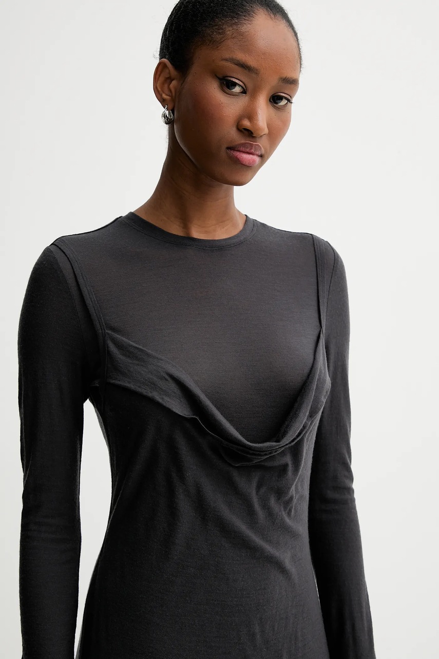 Вовняна сукня Nanushka колір сірий maxi облягаюча NW25PFDR10792