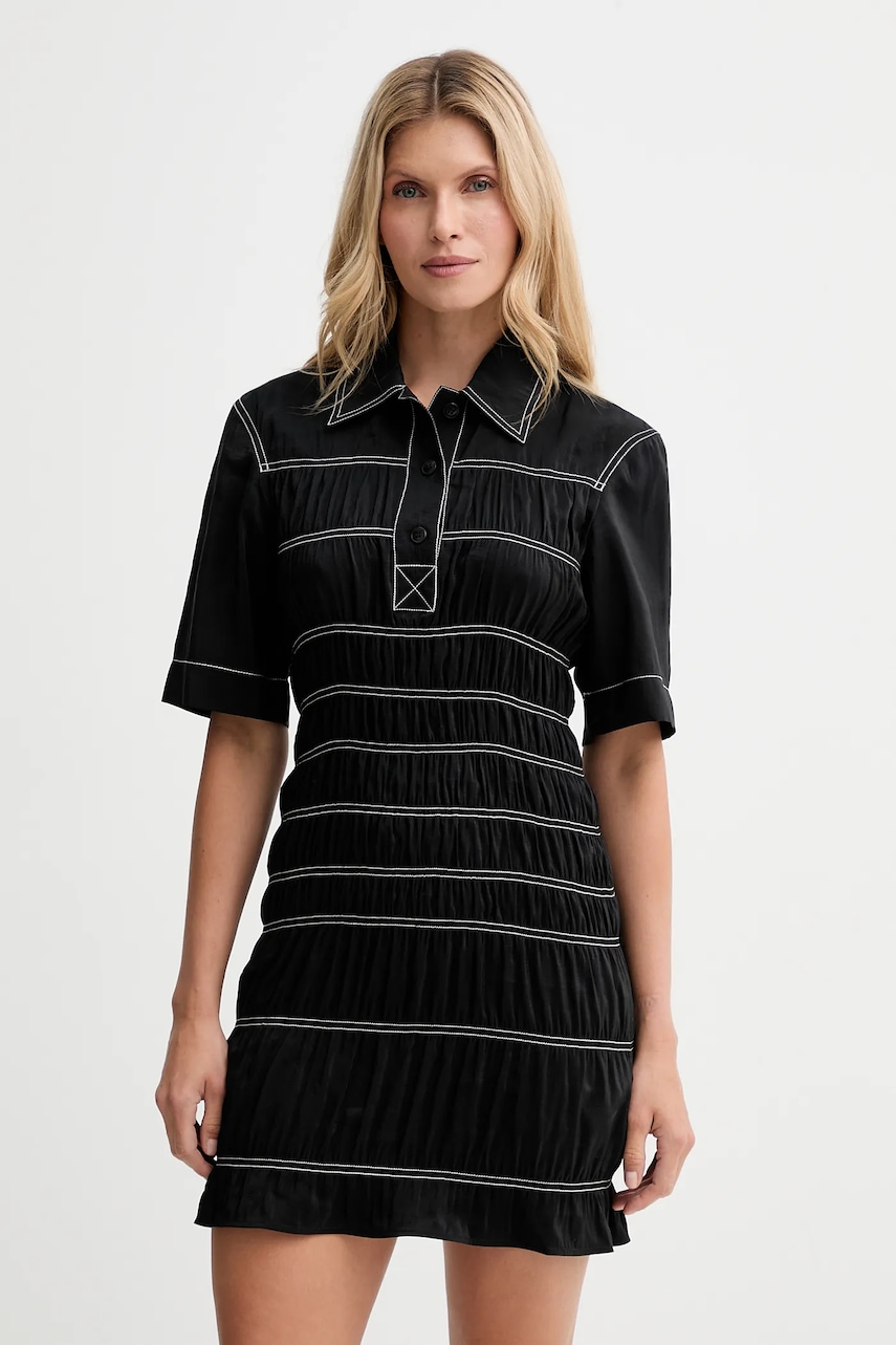 Nanushka rochie culoarea negru, mini, drept, NW25PFDR09999