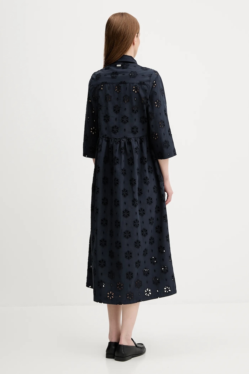 Бавовняна сукня Barbour MELISSA колір синій midi розкльошена LDR0896