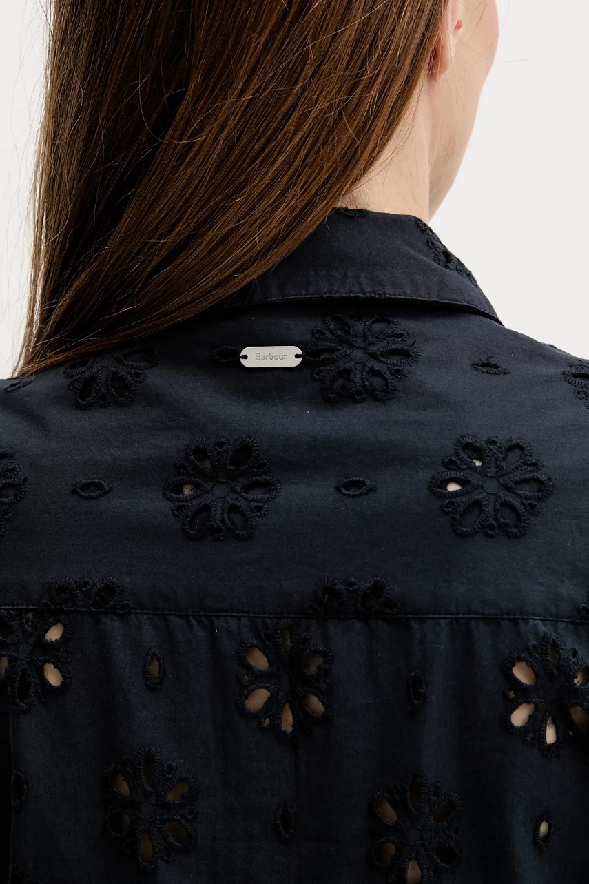 Бавовняна сукня Barbour MELISSA колір синій midi розкльошена LDR0896