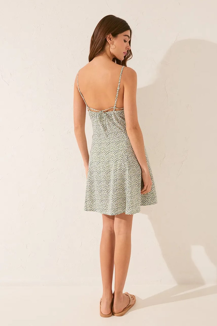 Сукня women'secret колір зелений mini розкльошена 5549941