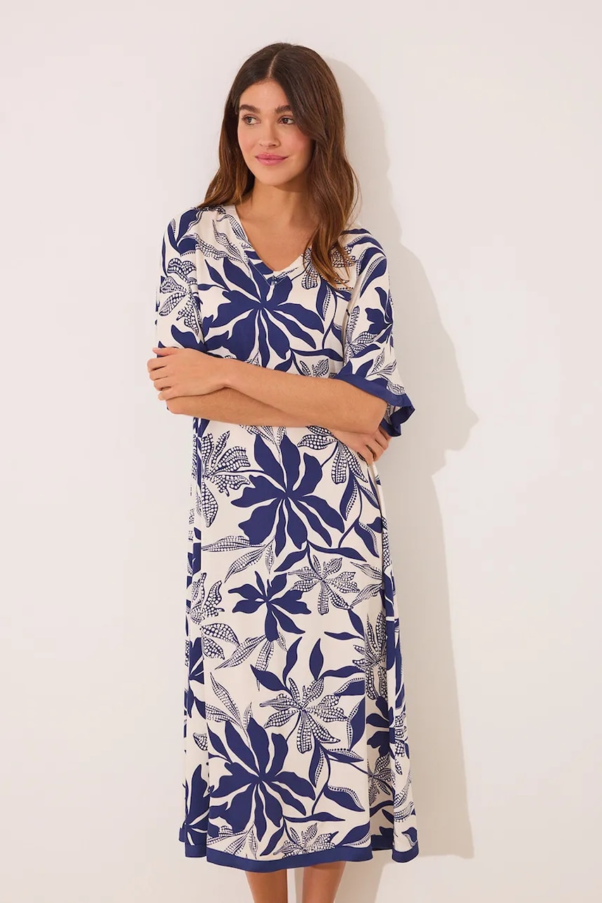 women'secret rochie culoarea bleumarin, midi, drept, 4479831