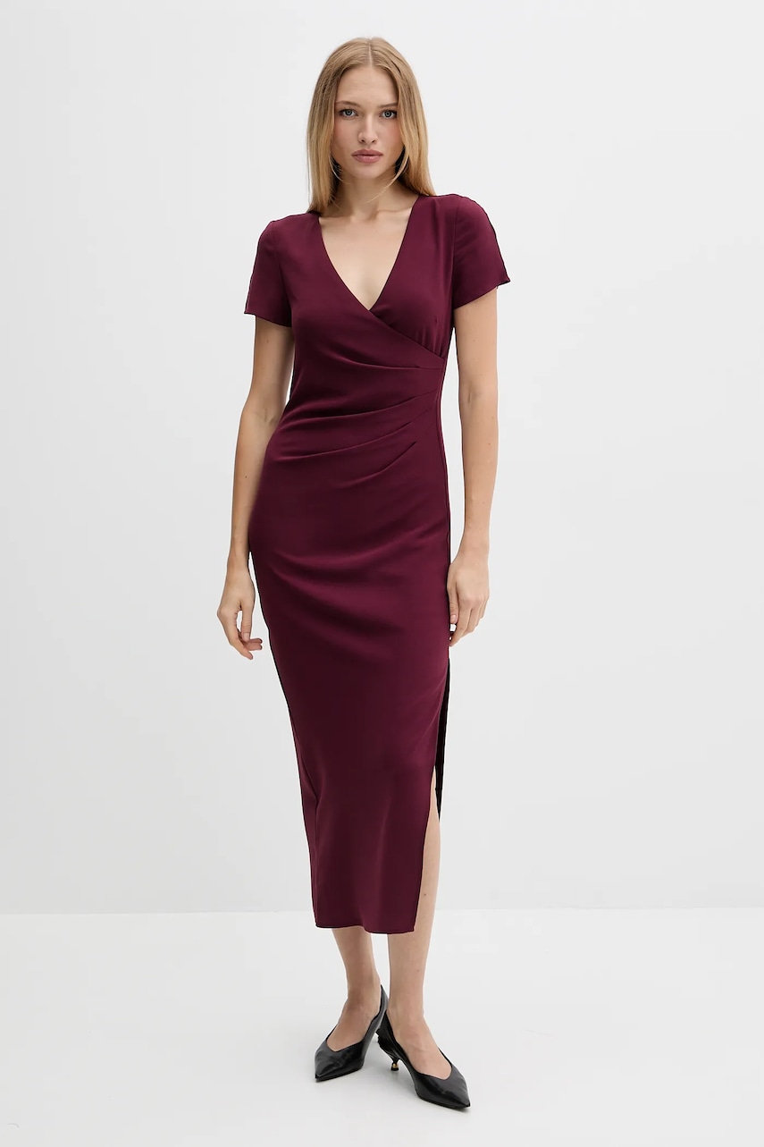 Armani Exchange rochie culoarea bordo, maxi, mulata, XW000665 AF10872