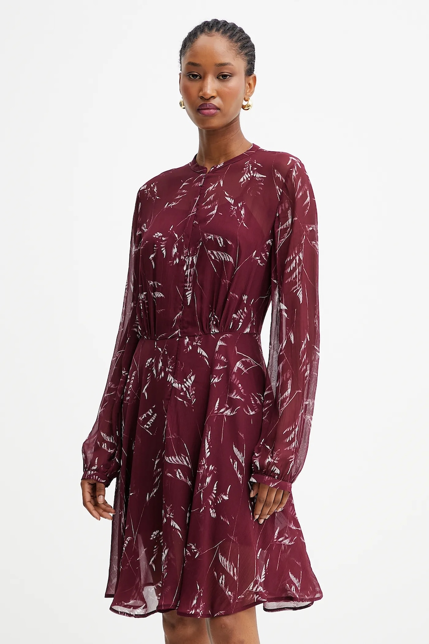 Armani Exchange rochie culoarea bordo, mini, evazați, XW001018 AF12051