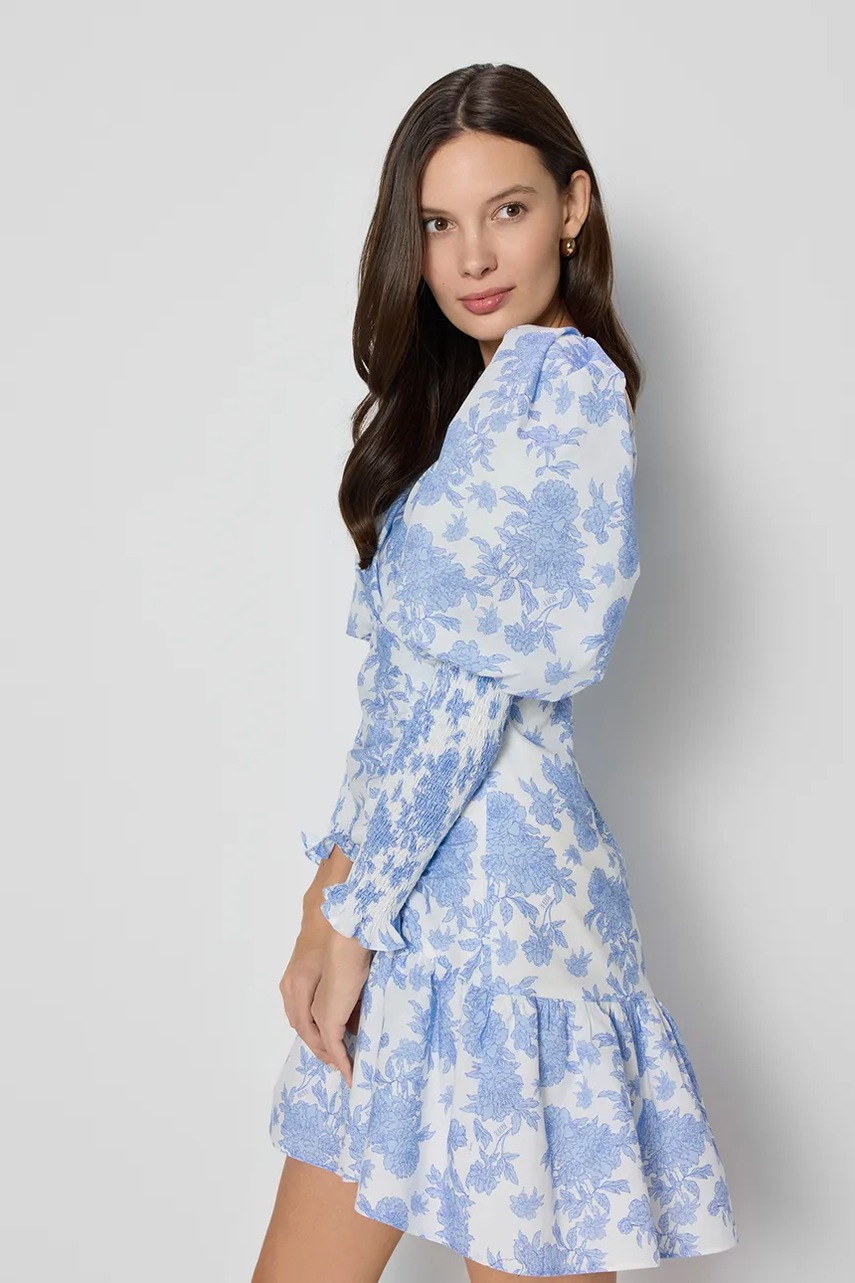 Бавовняна сукня Bizuu ZOENA mini розкльошена ZOENA NIEBIESKI