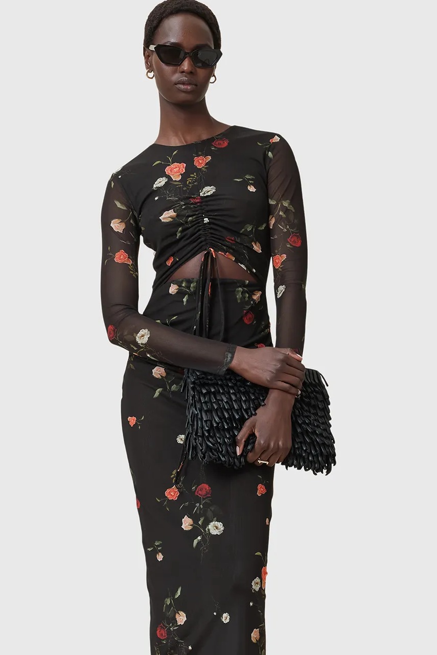 Сукня AllSaints KATHY колір чорний maxi облягаюча W233DC