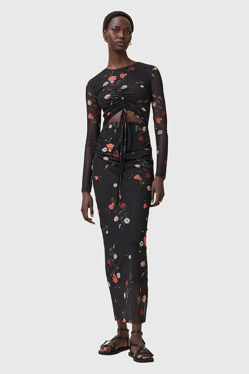 Сукня AllSaints KATHY колір чорний maxi облягаюча W233DC
