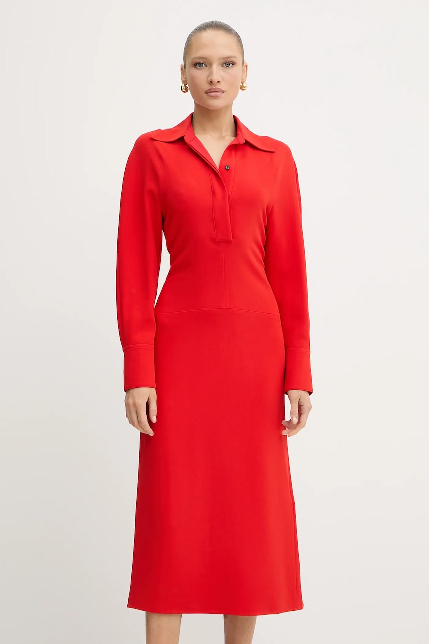 Сукня Victoria Beckham колір червоний maxi розкльошена 1325WDR006598A