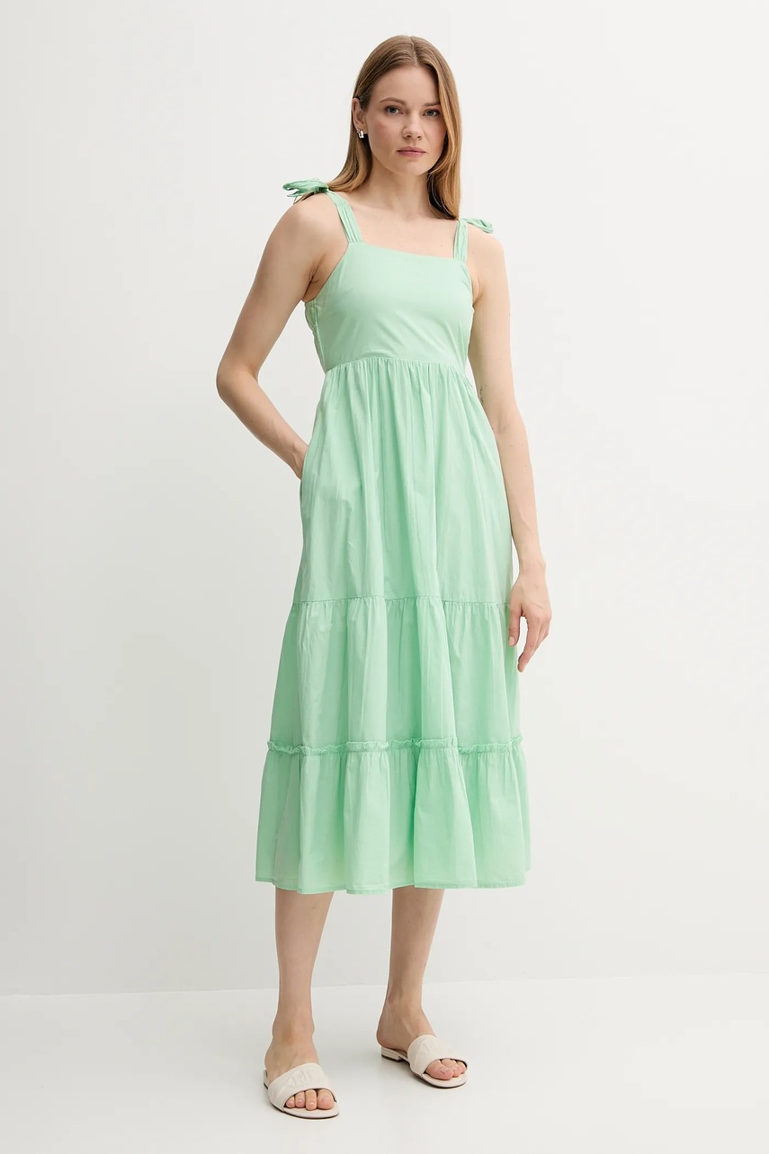 Платье Pepe Jeans цвет зелёный midi расклешённое PL953749 Платье Pepe Jeans цвет зелёный midi расклешённое PL953749