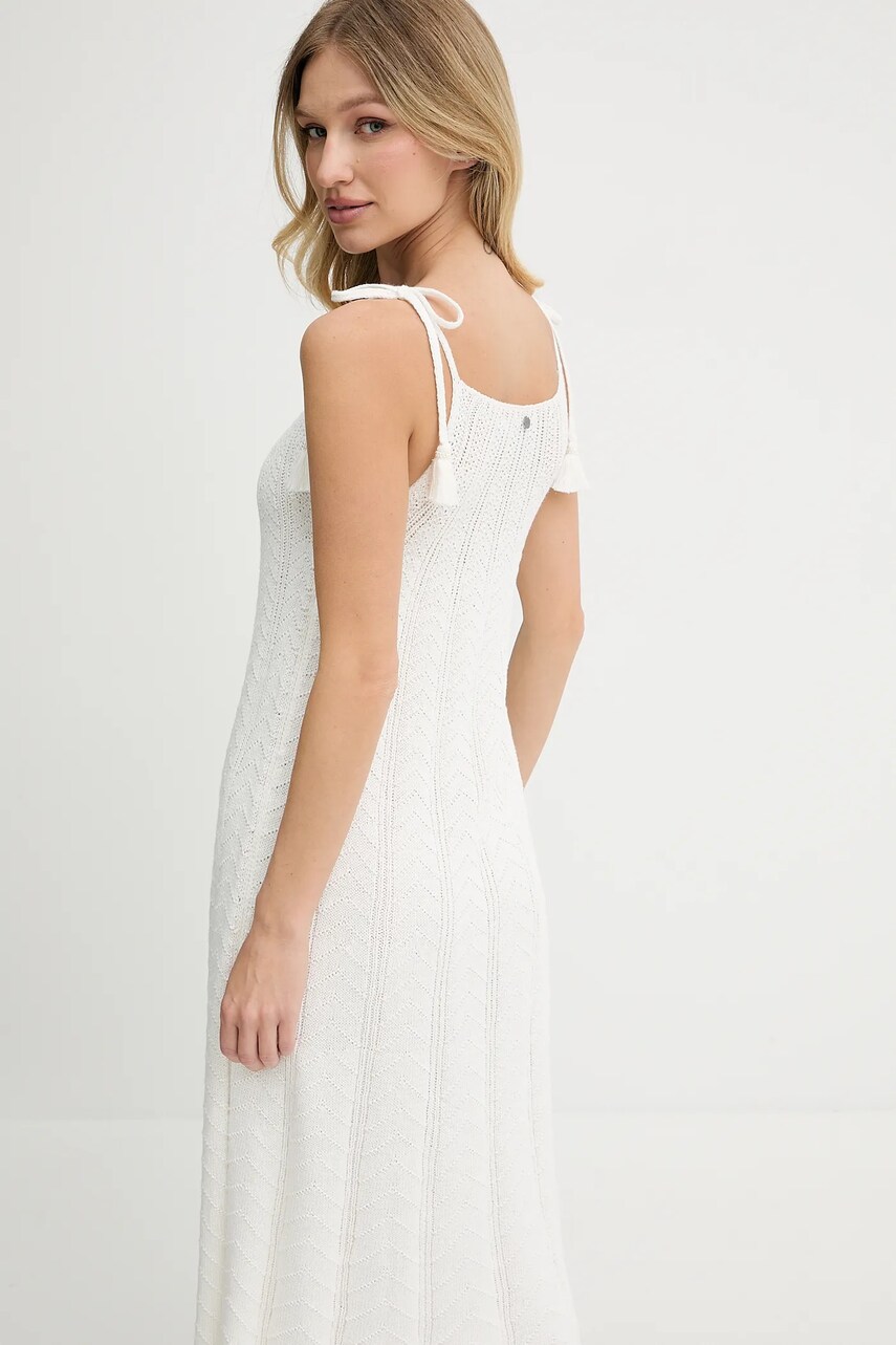 Бавовняна сукня Pepe Jeans колір бежевий midi розкльошена PL953755