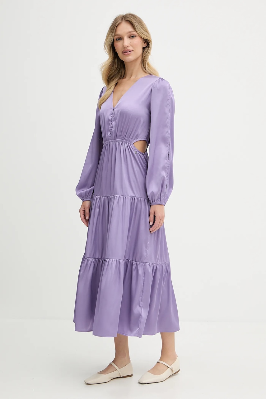 Сукня Pepe Jeans колір фіолетовий midi розкльошена PL953760
