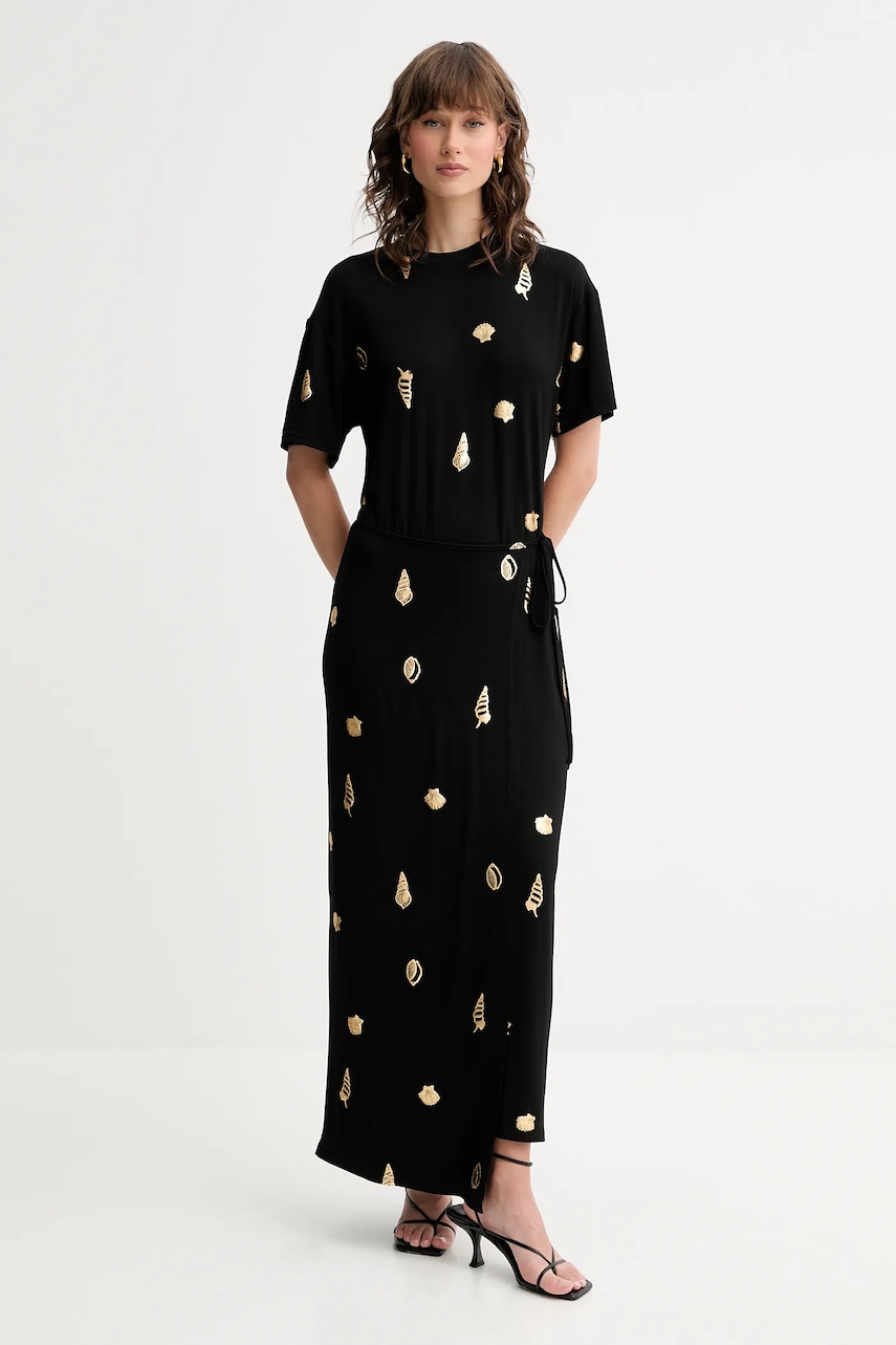 Never Fully Dressed rochie Leia culoarea negru, maxi, drept, NFDDR2207