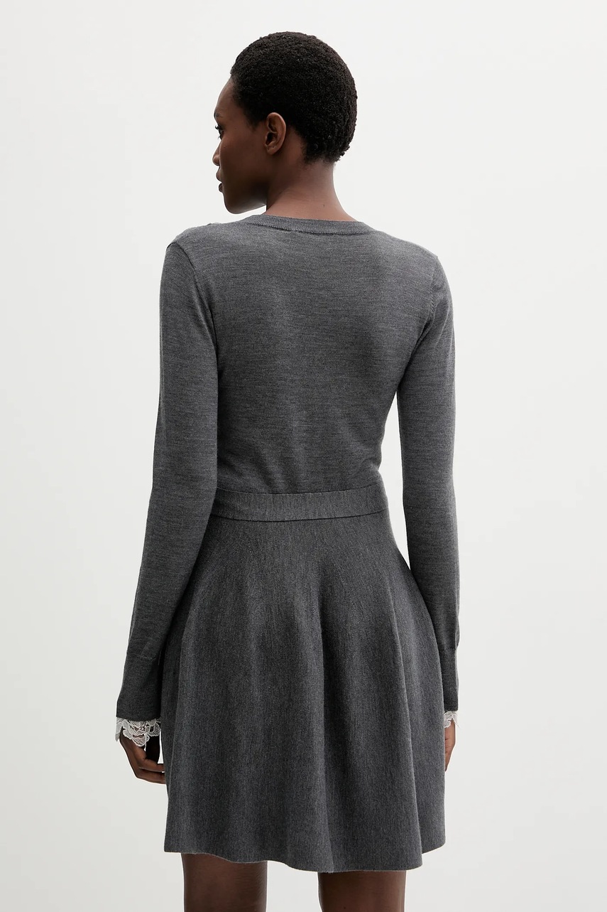 Вовняна сукня Blugirl Blumarine колір сірий mini розкльошена RF5231.MA82O