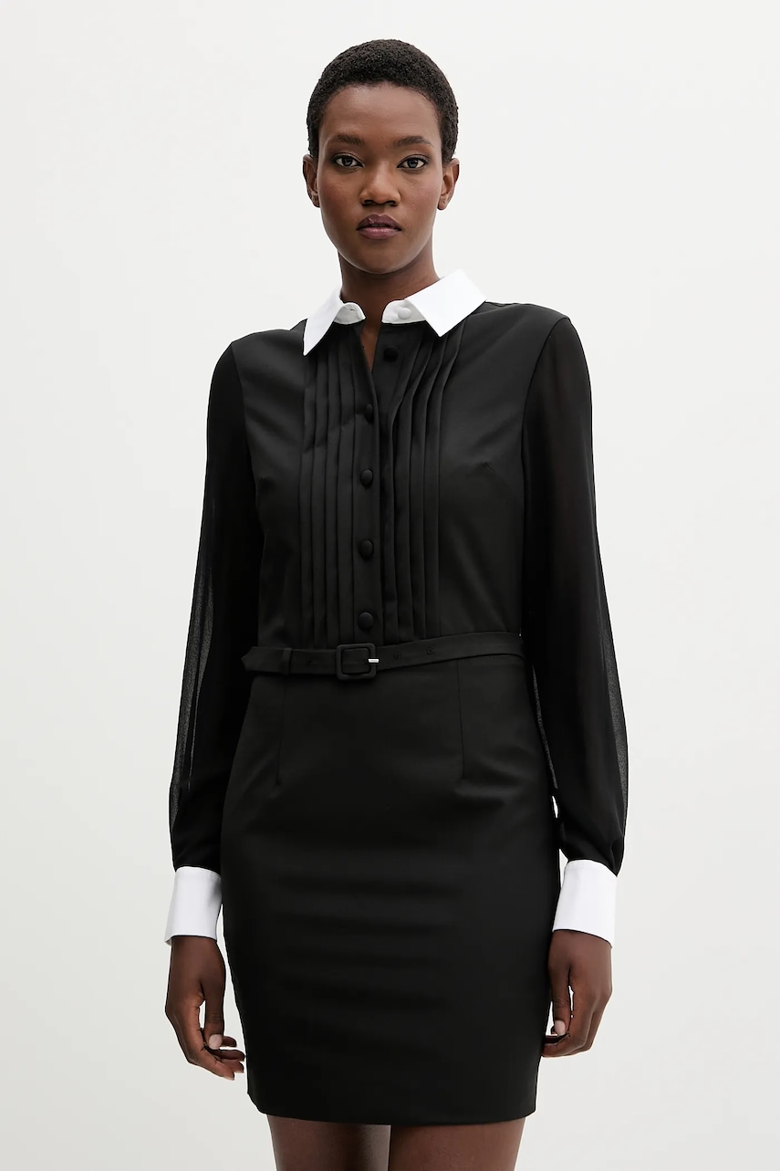 Blugirl Blumarine rochie cu lână culoarea negru, mini, evazati, RF5244.T207A