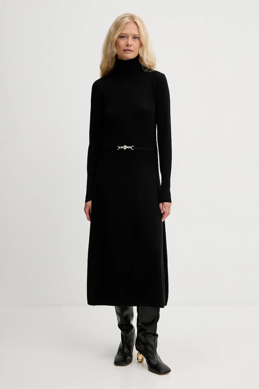 Fracomina rochie cu lână culoarea negru, midi, evazați, FR25WD5004K459Q7