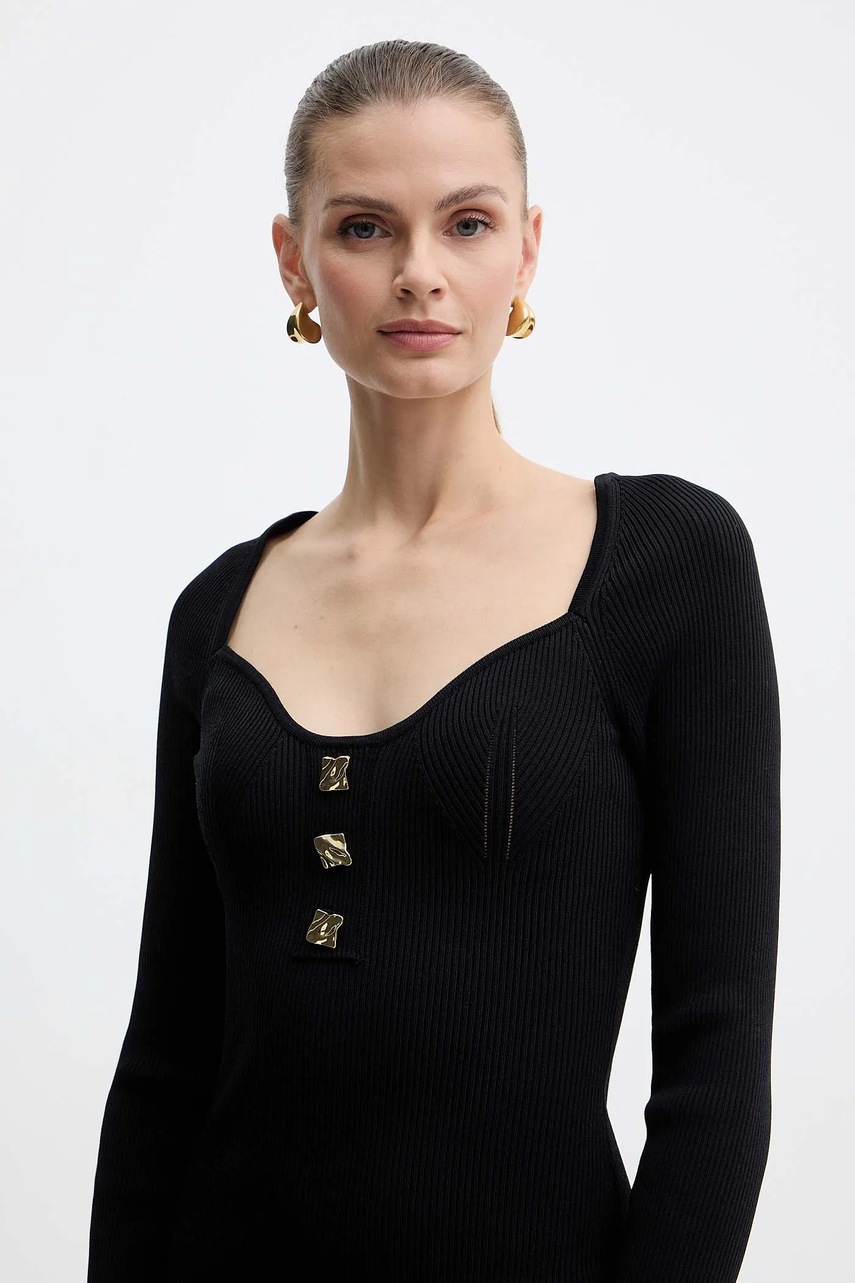 Сукня Fracomina колір чорний midi облягаюча FS25WD5005K41601