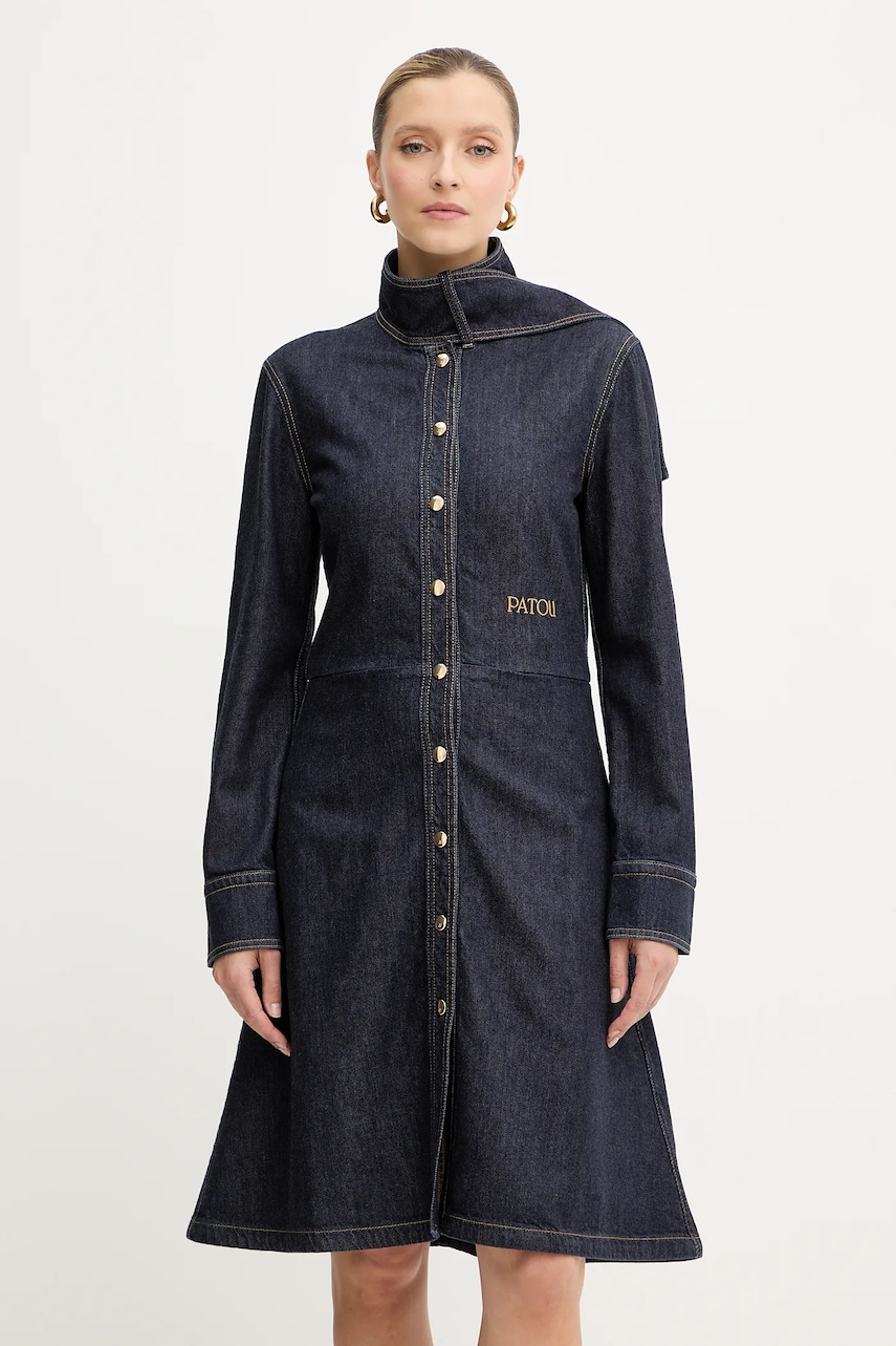 Patou rochie jeans culoarea bleumarin, mini, evazați, DR1940224