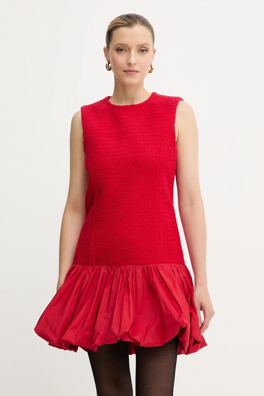 Patou rochie cu lână culoarea roșu, mini, evazați, DR2050223