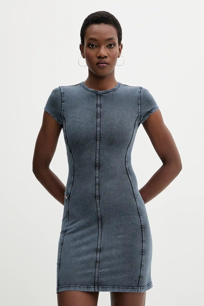 Diesel rochie D-CUPSLEEVES culoarea bleumarin, mini, evazati, A19517.0KIBY