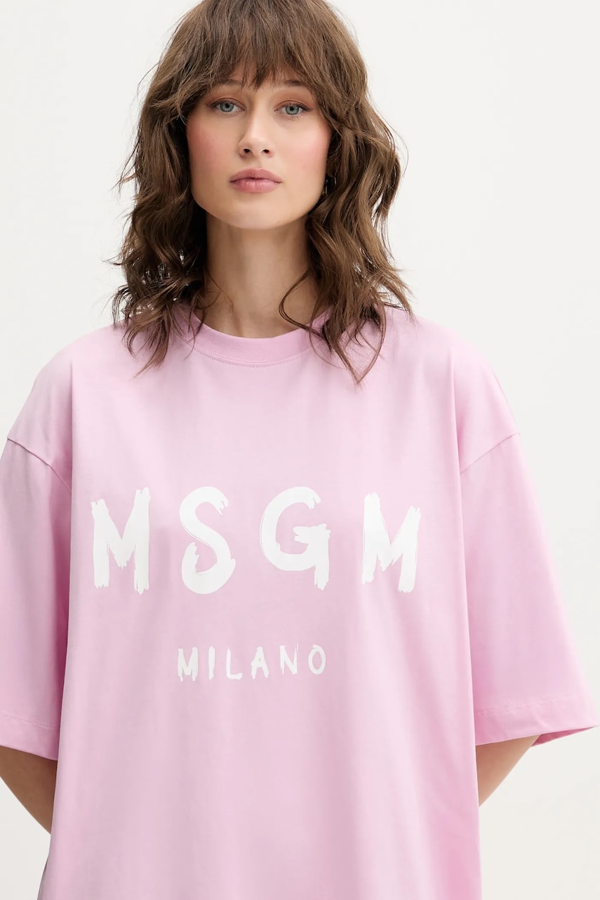 Бавовняна сукня MSGM колір рожевий mini oversize 3941MDA510.257798