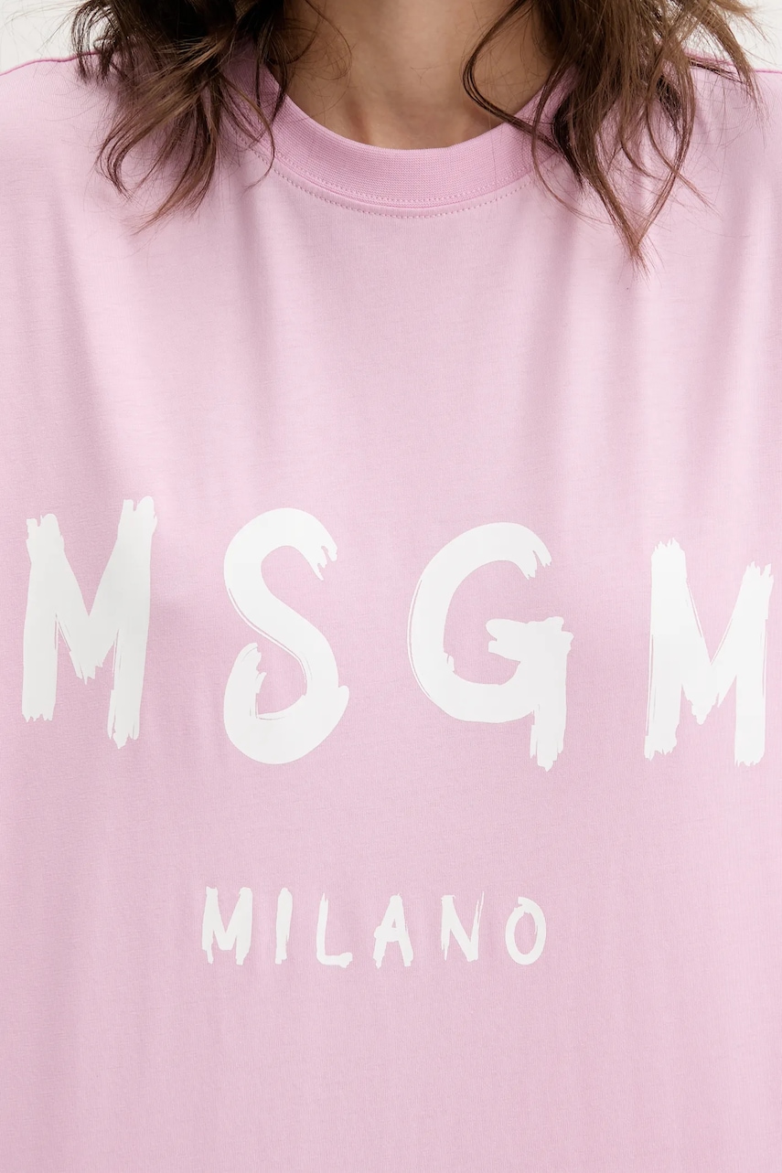 Бавовняна сукня MSGM колір рожевий mini oversize 3941MDA510.257798