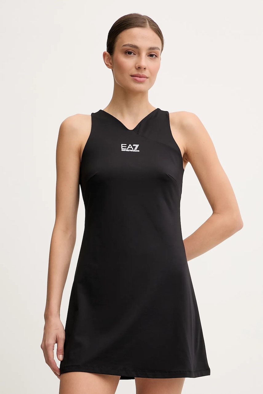 Спортивна сукня EA7 Emporio Armani колір чорний mini розкльошена AF14524.7W000317