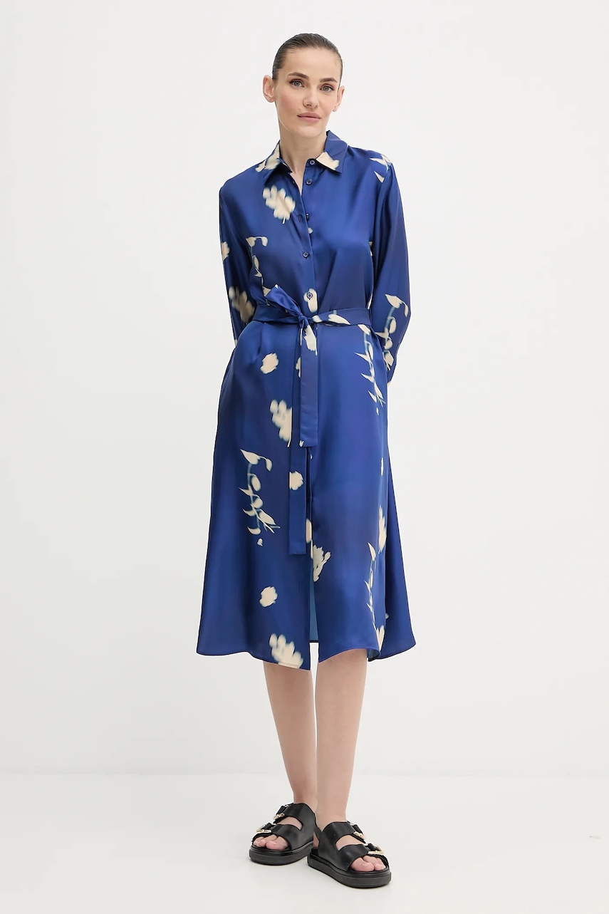 MM rochie de mătase JADI midi, drept, 2526226017600