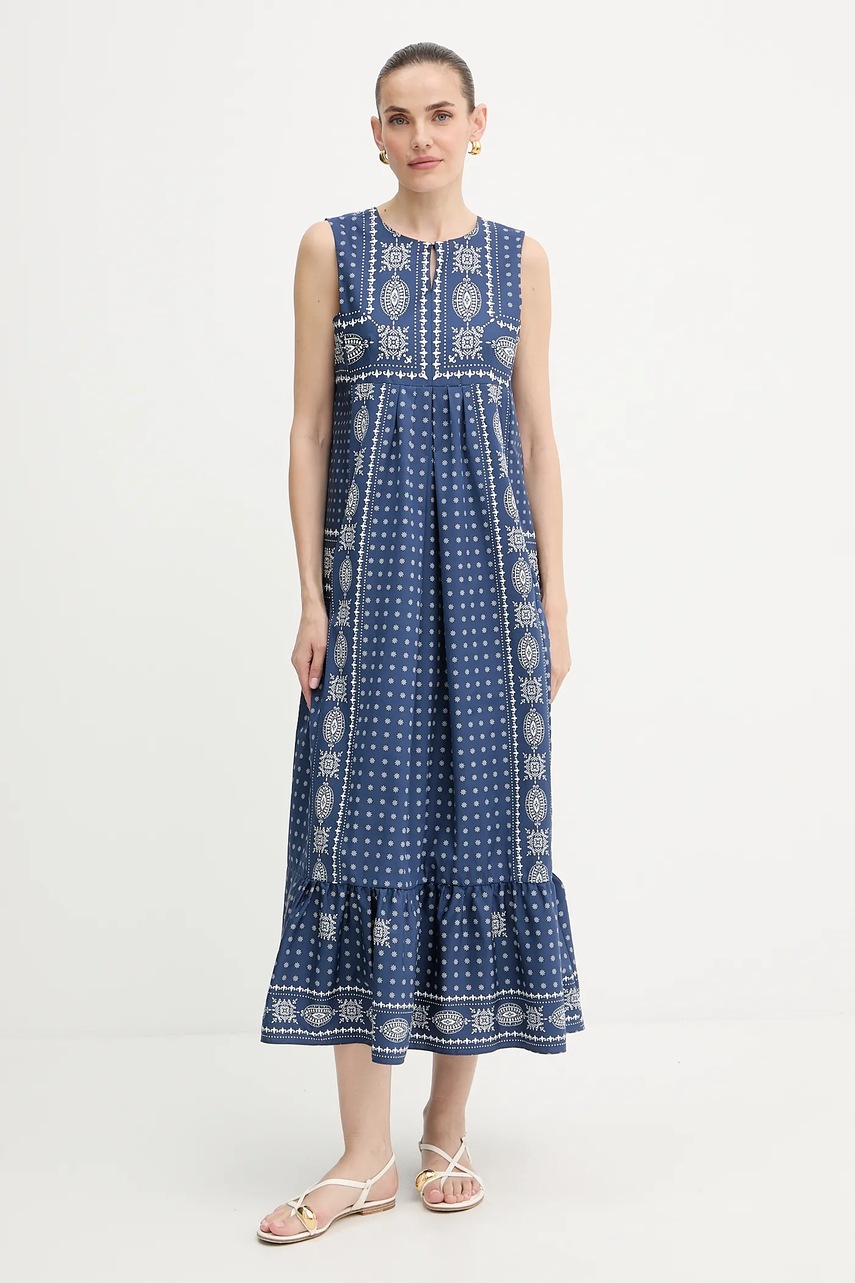 Платье Weekend Max Mara MANILA цвет синий maxi расклешённое 2525226021600