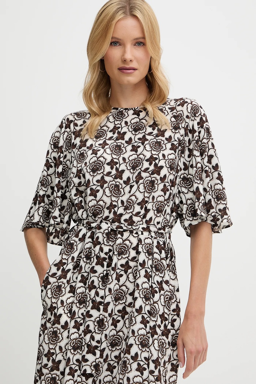 Шовкова сукня Weekend Max Mara VARESE колір коричневий maxi розкльошена 2525226051600
