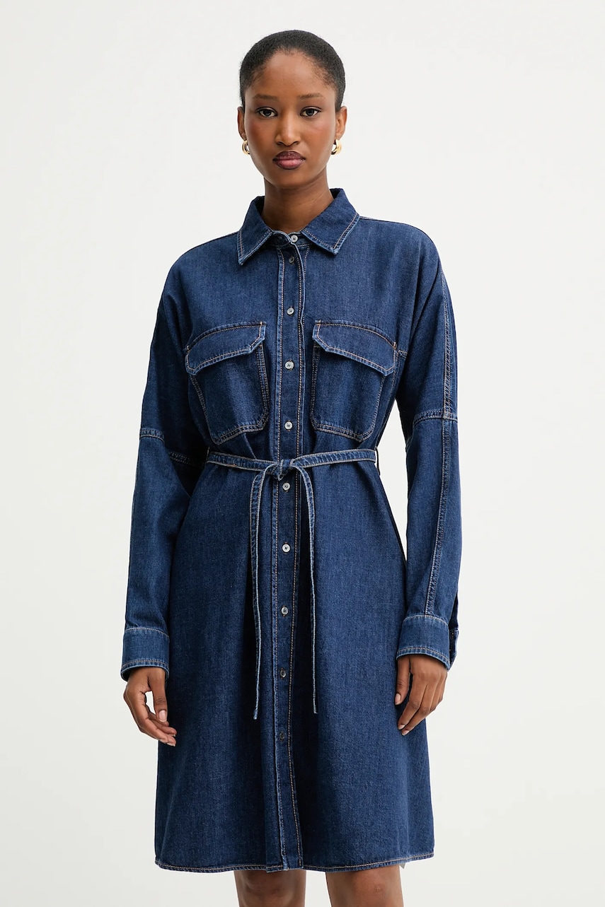 Weekend Max Mara rochie jeans BALENIO culoarea bleumarin, mini, evazați, 2525226081600