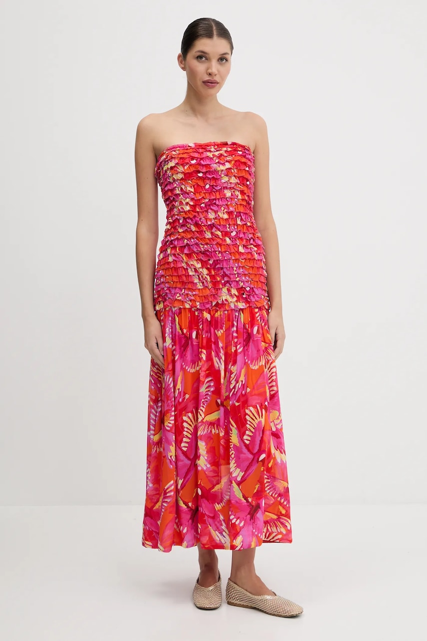 Farm Rio rochie culoarea roșu, midi, evazați, 336592 Farm Rio rochie culoarea roșu, midi, evazați, 336592