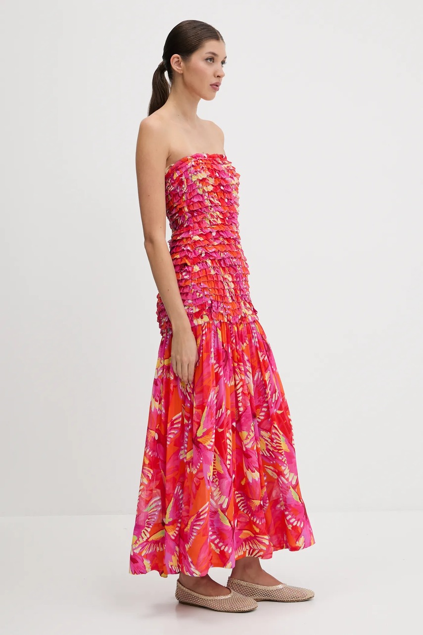 Платье Farm Rio цвет красный midi расклешённое 336592