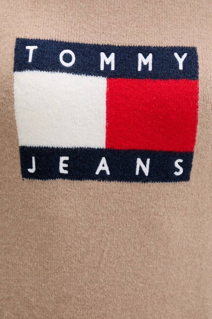 Сукня з домішкою вовни Tommy Jeans колір бежевий mini oversize DW0DW21462
