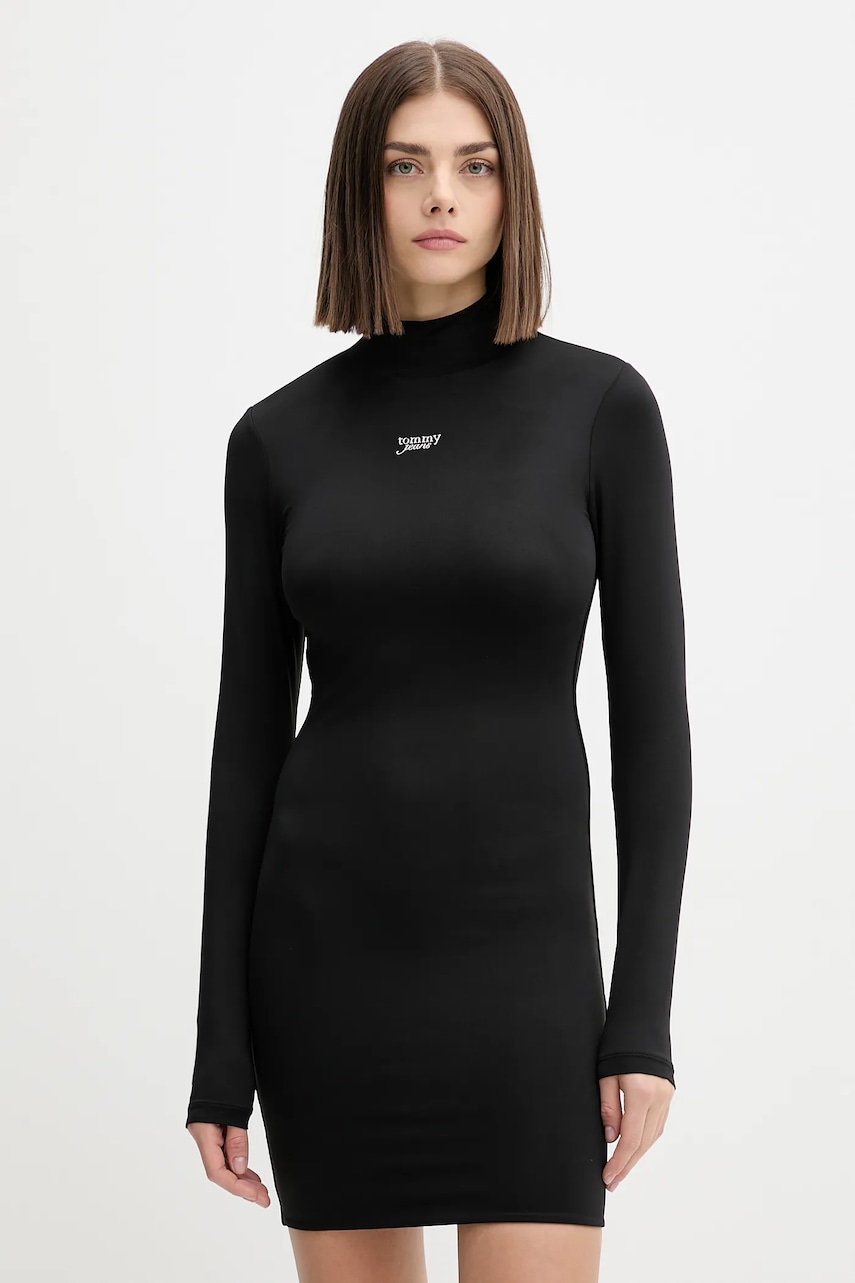 Levně Šaty Tommy Jeans černá barva, mini, přiléhavé, DW0DW21504