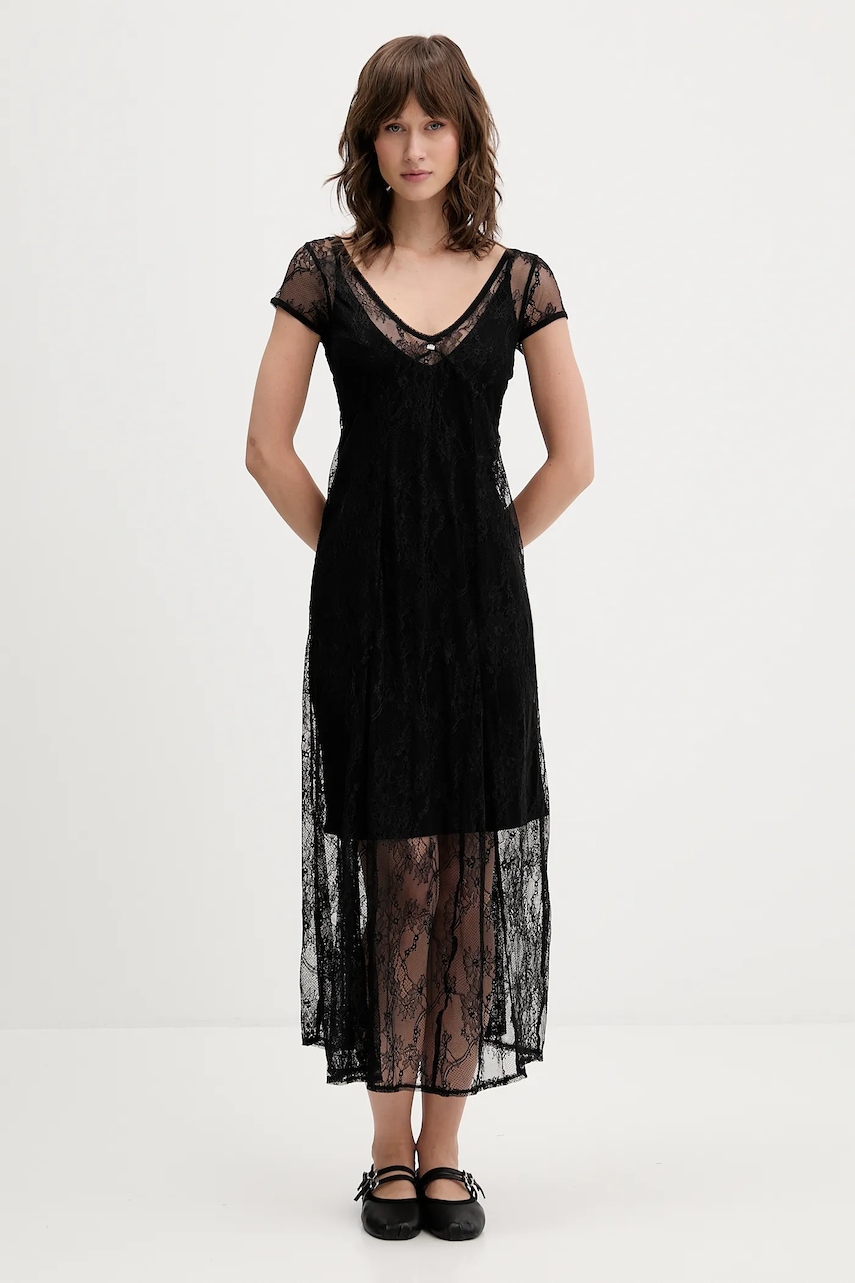 Levně Šaty Tommy Jeans černá barva, maxi, DW0DW21507