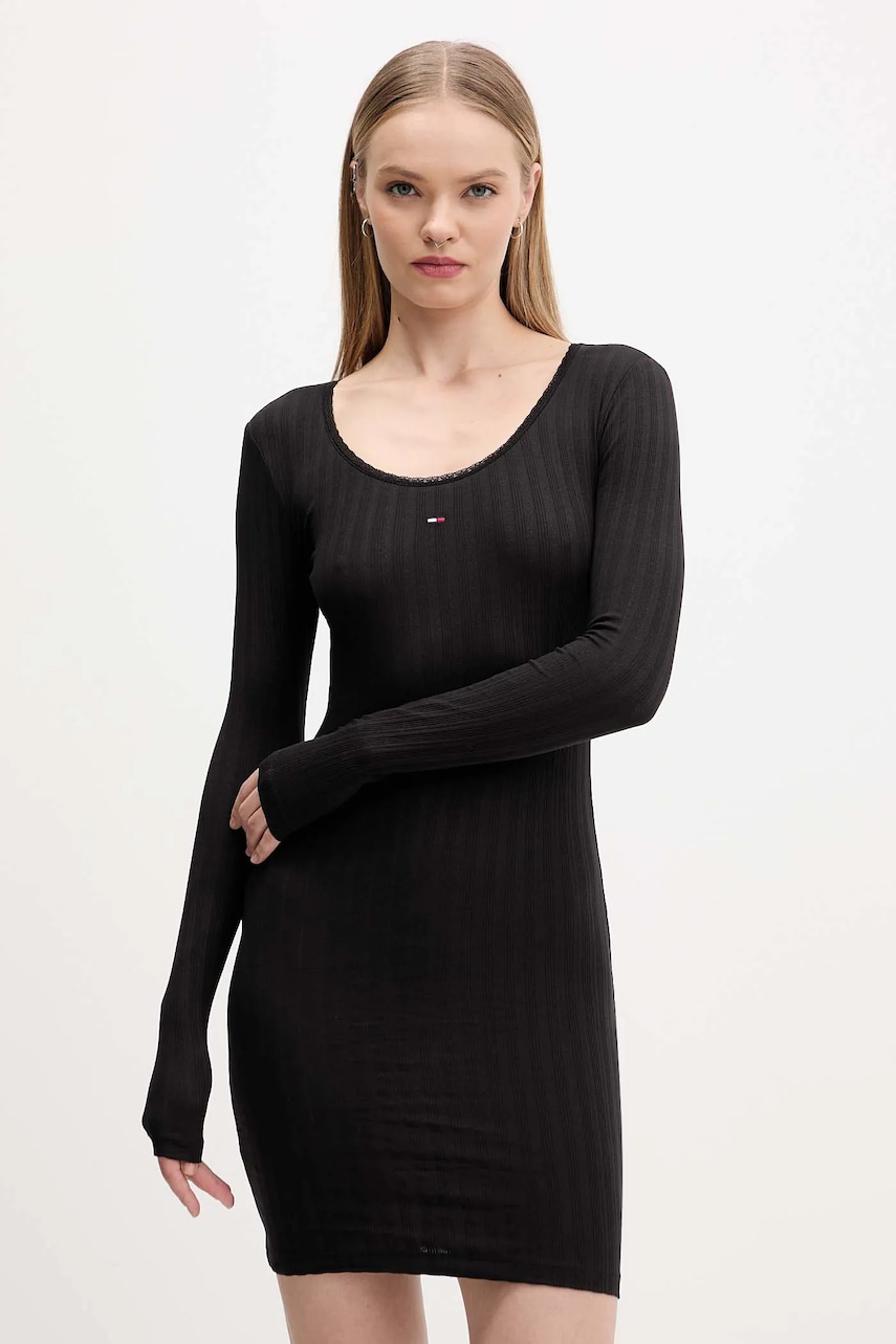 Tommy Jeans rochie culoarea negru, mini, mulată, DW0DW21508