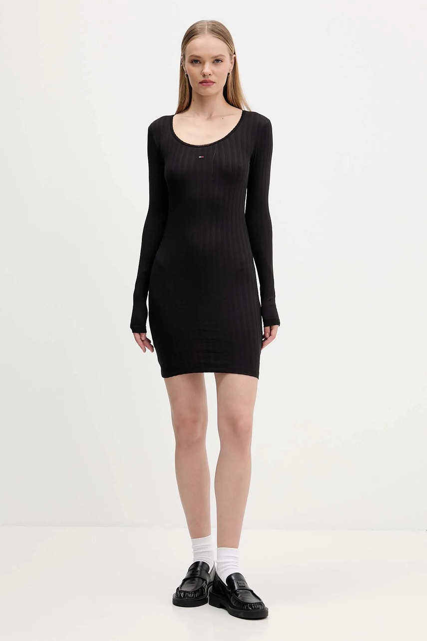Сукня Tommy Jeans колір чорний mini облягаюча DW0DW21508