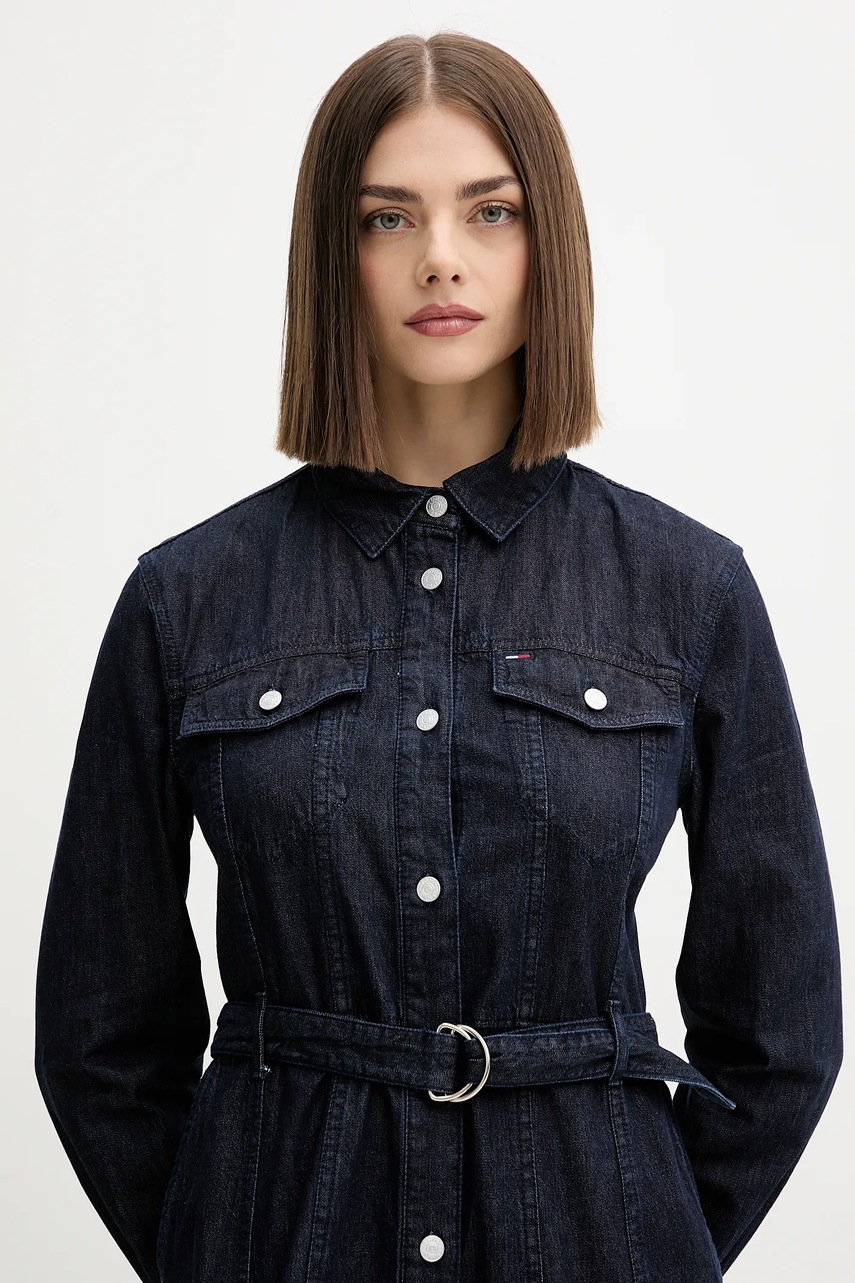 Джинсова сукня Tommy Jeans колір синій mini розкльошена DW0DW21649