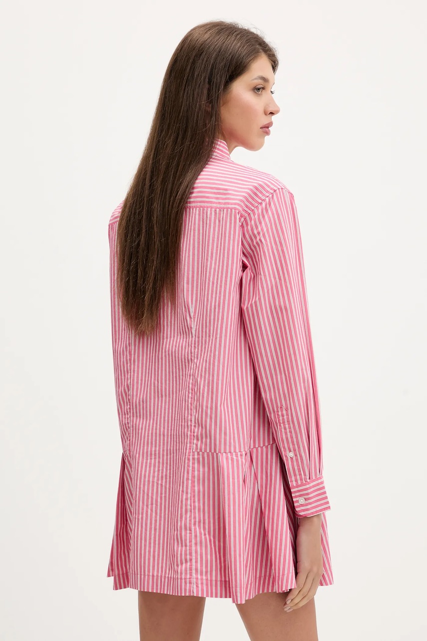 Бавовняна сукня Tommy Jeans колір рожевий mini розкльошена DW0DW21786