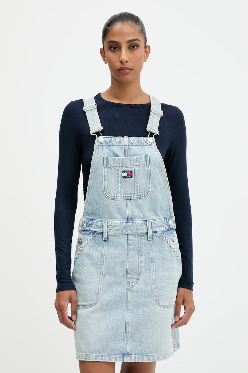 Tommy Jeans rochie jeans mini, evazați, DW0DW22149 Tommy Jeans rochie jeans mini, evazați, DW0DW22149