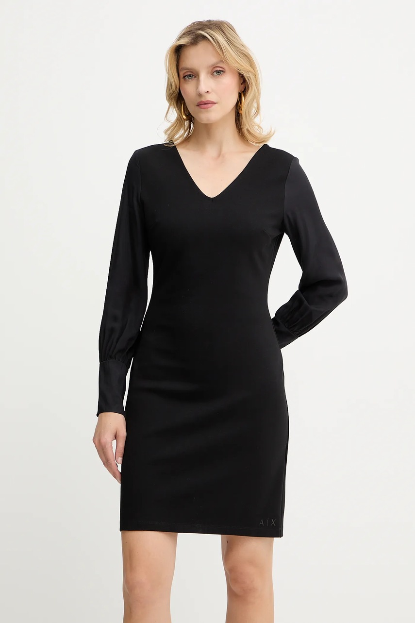 Armani Exchange rochie culoarea negru, mini, drept, XW000756 AF16136